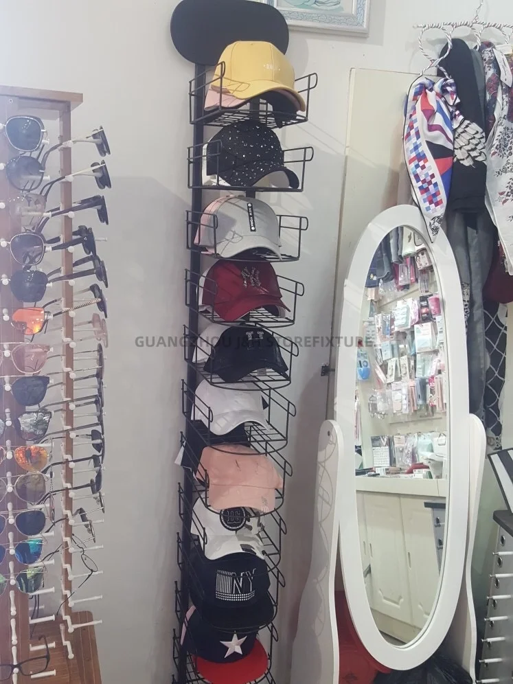 New product hat stand display rack stainless steel hat display rack for retail store multi-layer hat tower stand display rack