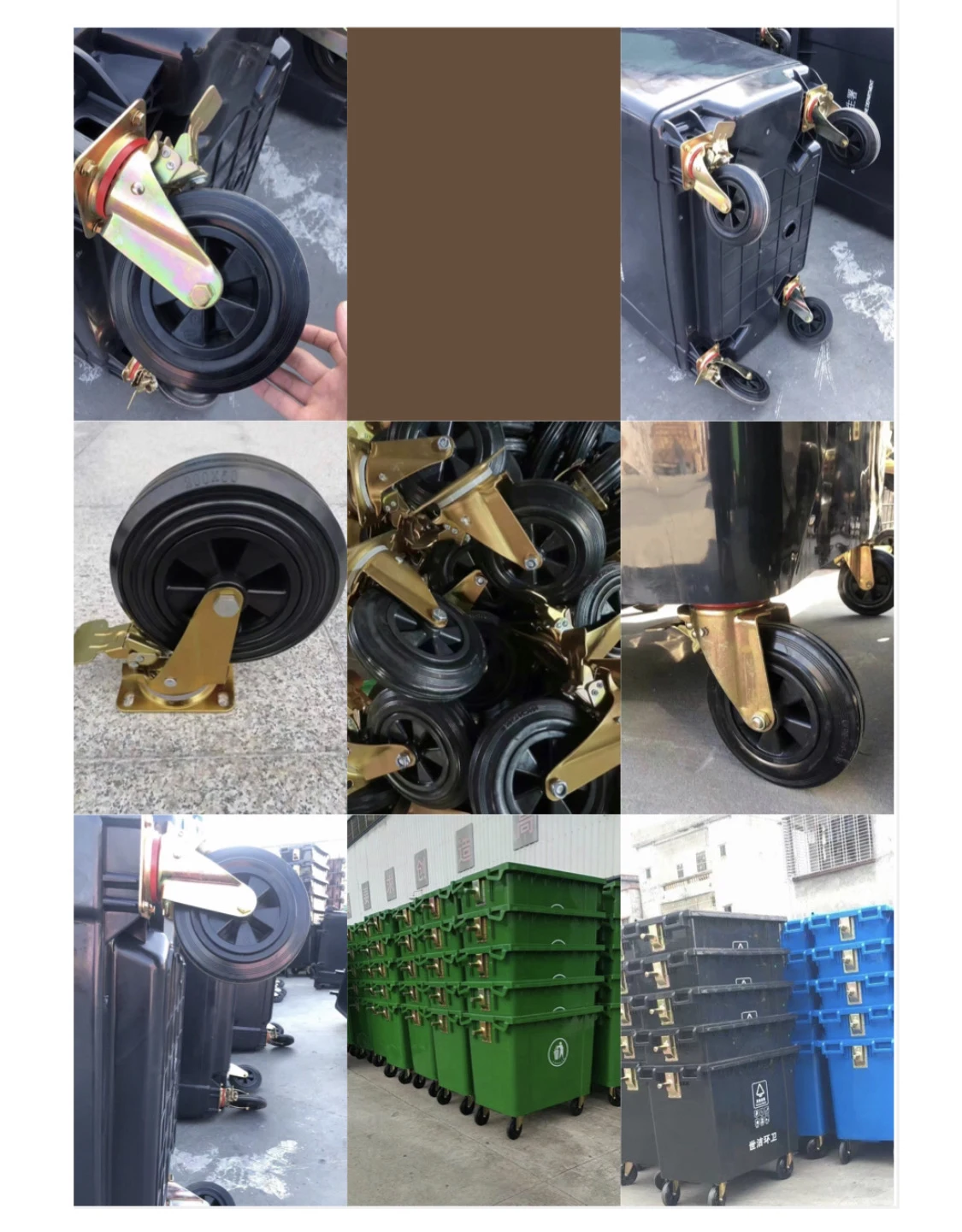 Factory wholesale waste bin caster wheels 6/8 inch industrial caster wheel with brake for waste bin