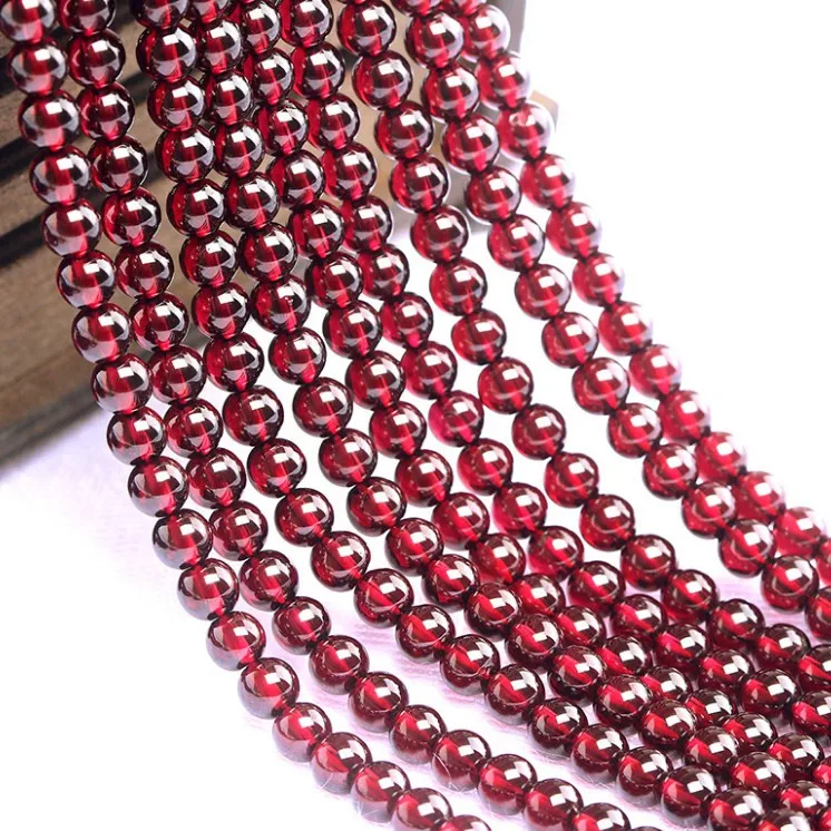 High Quality Unique Natural Garnet Beads Round Wine Red Semi-precious Stones For Jewelry Making