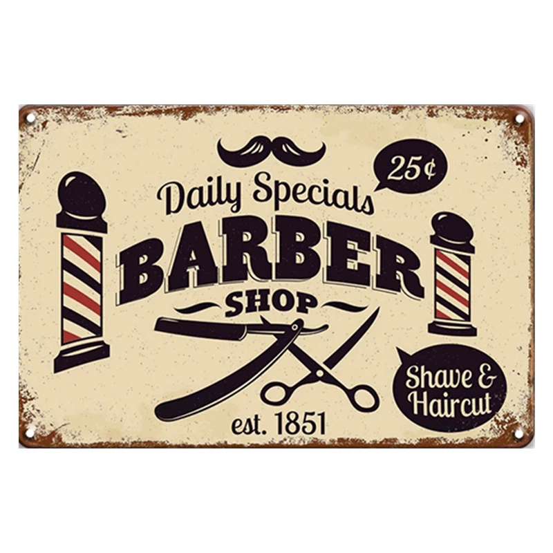 Daily Specials Barber Shop Vintage Metal Sign Home Wall Decor Bar Pub Club Man Cave Tin Poster Art Retro Logo Plate Car Number