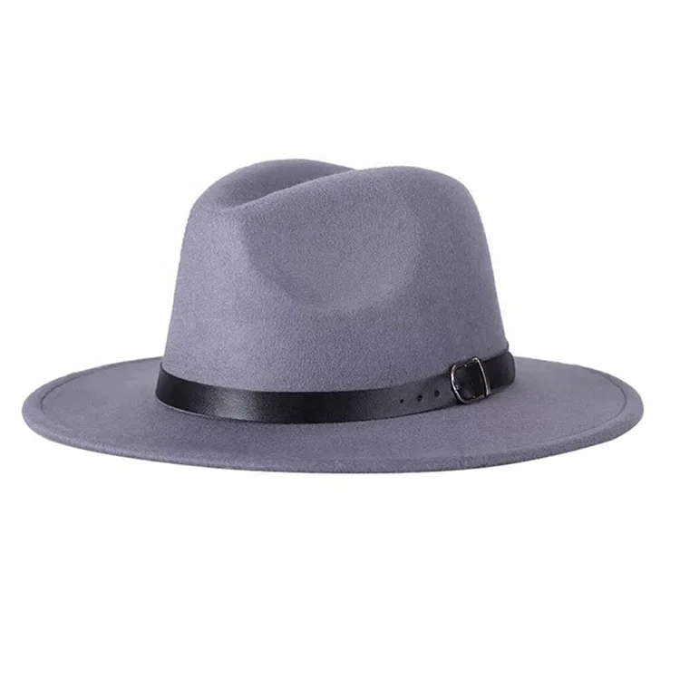 Wholesale Leather Band Wide Brim Wool Panama Fedora Style Hat