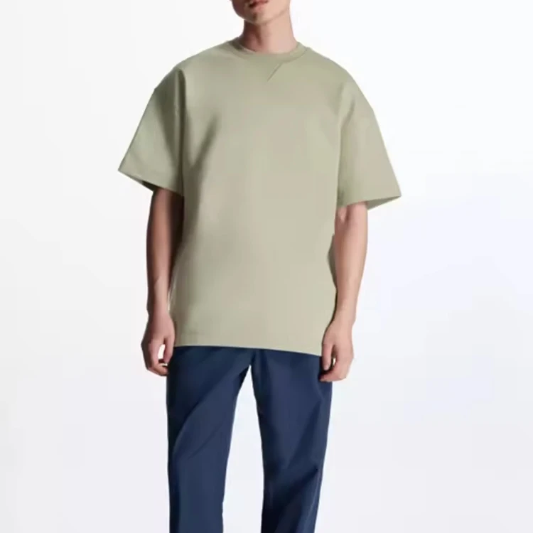 Boxy Fit Blank T-Shirt Custom Men French Terry Sweat T Shirt 100% Organic Pima Cotton Tee 300 GSM Heavyweight Oversized T shirt