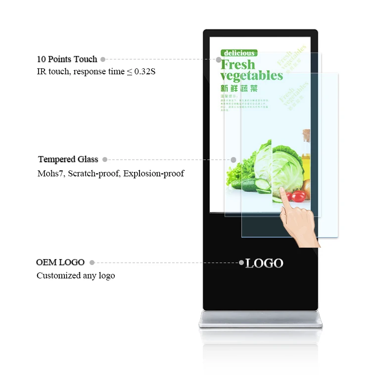 RK3288 Android System Without Touch 43 Inch Led Screen Advertising Machine For Karaoke Room