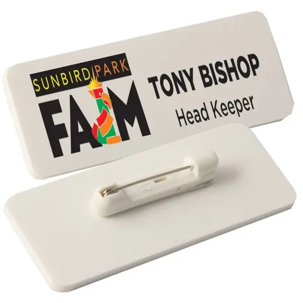 Customised/Personalised White Engraved Acrylic Pinback Name Badge