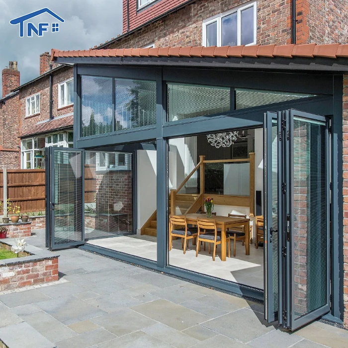 NF Australia balcony aluminum tempered glass patio accordion folding doors with AS2047 NFRC