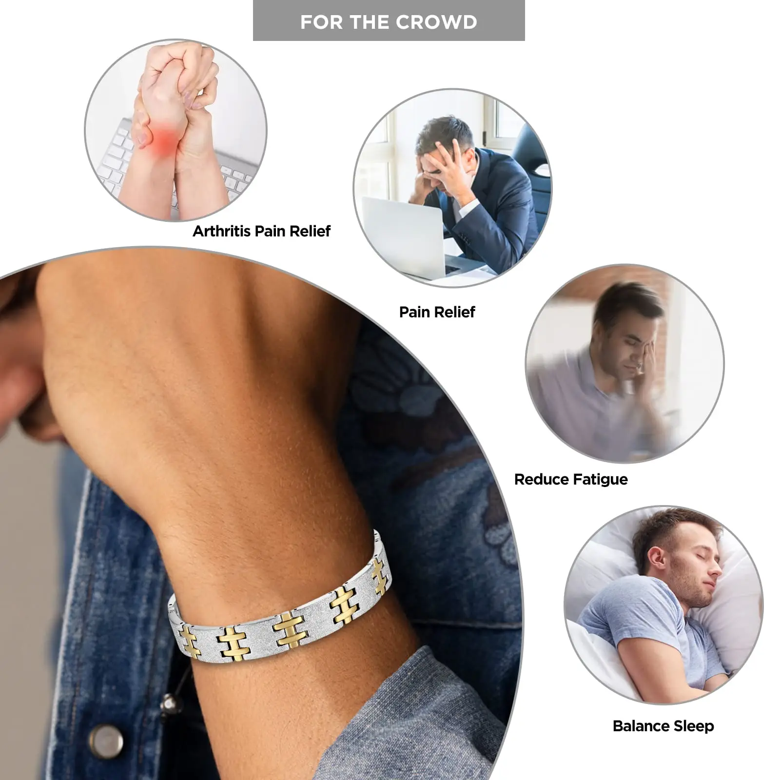 Magnetic titanium steel bracelet Titanium Bracelet Elegant Men Strong Magnetic Silver Unique Chain Link Bracelets Bangles