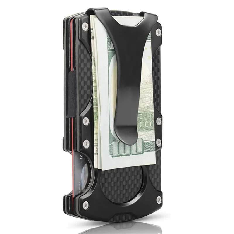 Тонкий Алюминиевый бумажник из углеродного волокна, портативный маленький бумажник для кредитных карт, Алюминиевый бумажник с блокировкой RFID, металлический бумажник