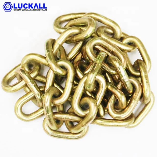 Yellow Zinc Chromated Transport Tie Down Link Chain 13mm