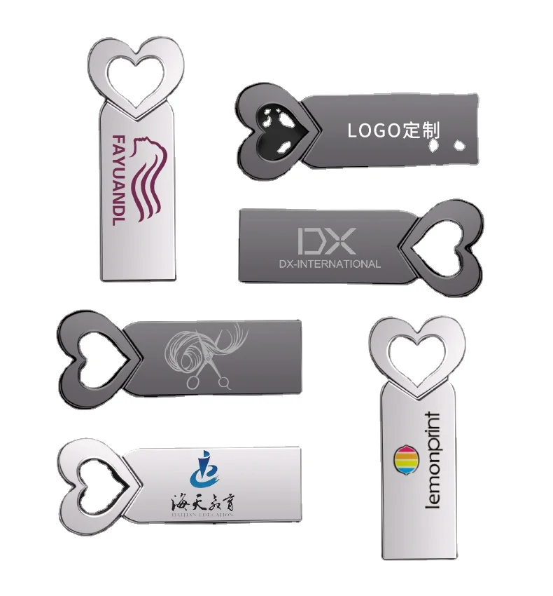 New Classical Metal heart shape Wedding gifts Key USB Flash Drive 32gb 16gb Memory stick Customized Logo u disk
