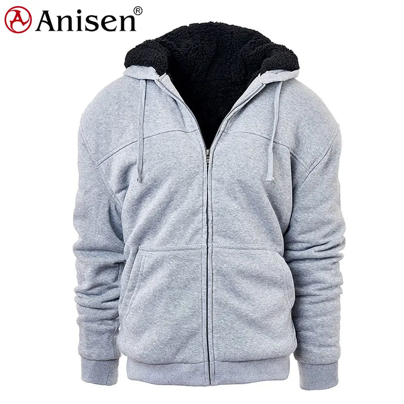 2020 Products Men Double Layer Jackets Sherpa Lining Full Zip Top Fleece Jacket Winter Coat
