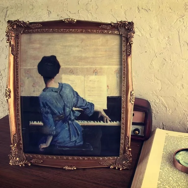 Antique Gold French Carved Resin Picture Frame Decorative Table Top Photo Art for Home Wall Decor