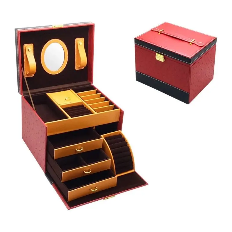 custom hand made Household trinket jewelry box leather jewelry drawer organizer box