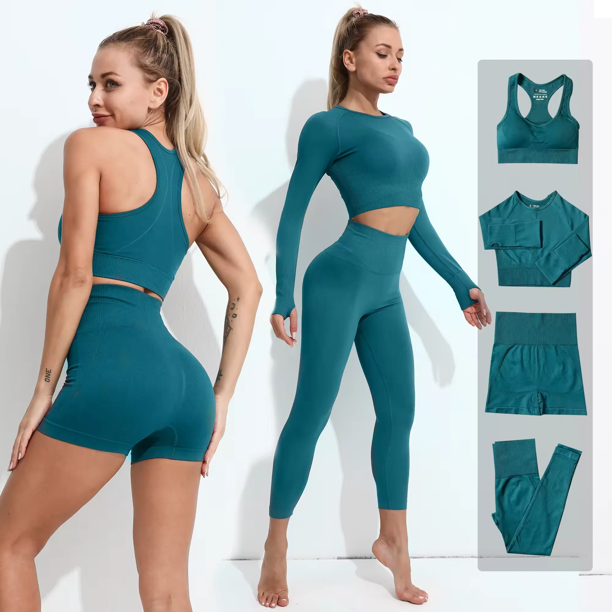 2/3/4PCS Seamless Women Yoga Set Work Out Sportswear Gym Clothing High Waist Leggings Sports Suit