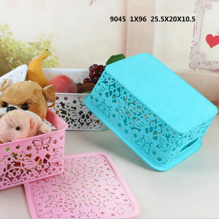 
High-Quality household laundry Rectangular storage Plastic Basket With handle 