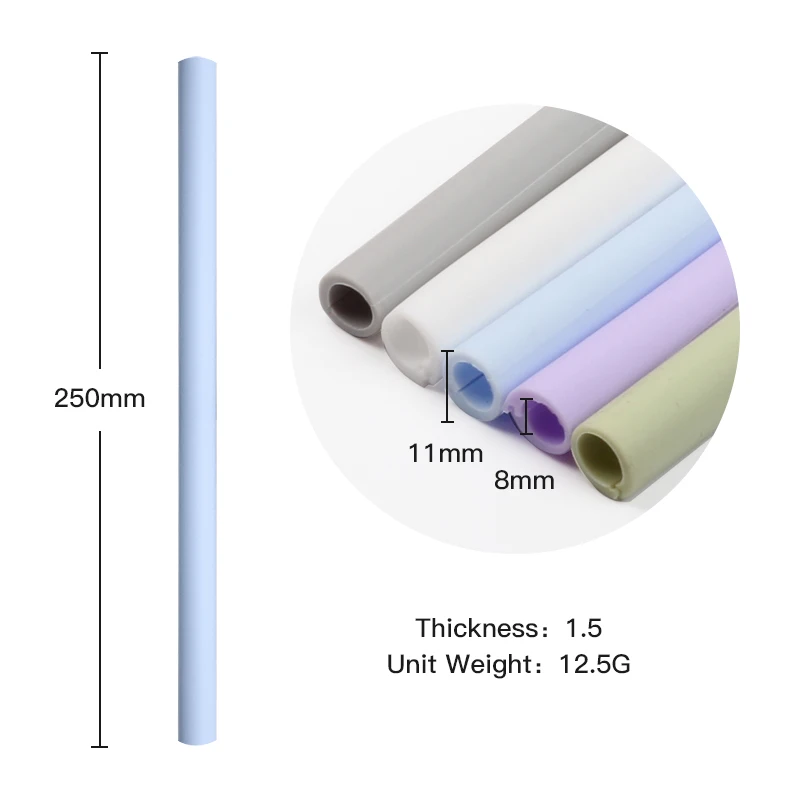 Food Grade Snap Folding  Custom Telescopic Reusable Silicone Zip Straw Drinkingeasy Clean With Case  For Kids