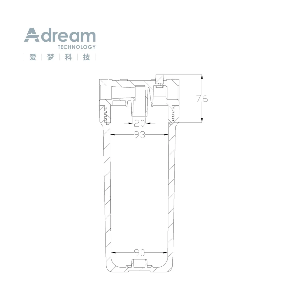 ADREAM TECH 10inch Type B Water Filter Housing Transparent White Blue filter cartridge housing For RO Reverse Osmosis