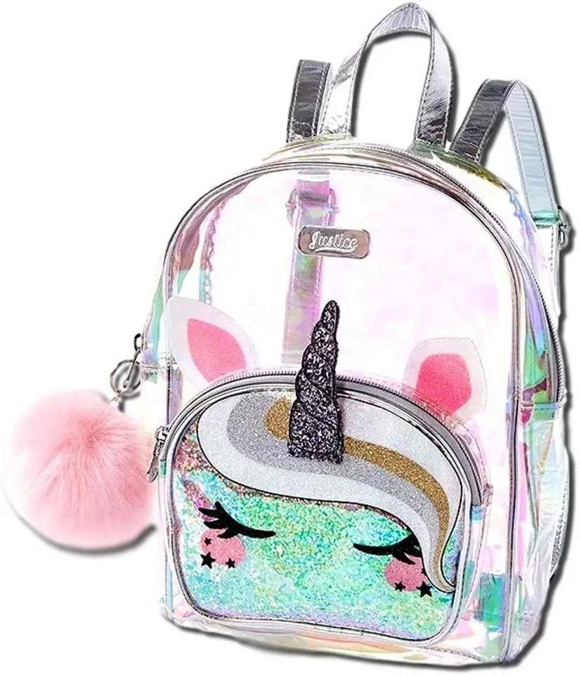 Messenger Bag Backpack Set Design Colorful Glowing Unicorn Bag Girls Backpack Carton School Backpack Transparent Cartoon Unisex