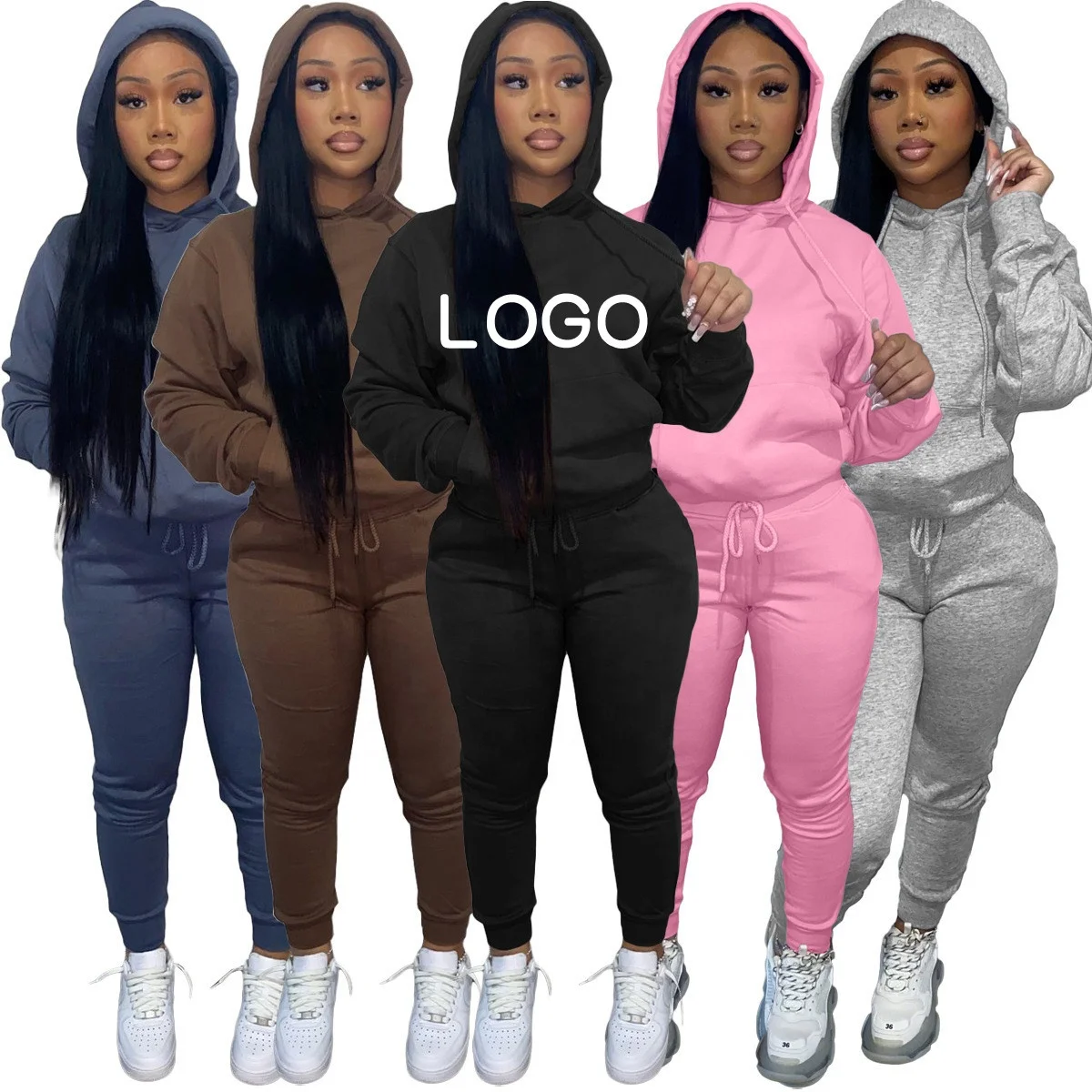 2022 Fall Women Clothes Thick 2 Piece Set Tracksuit Sweat Suits Jogger Set Two Piece Outfits Sweatpants And Hoodie Set
