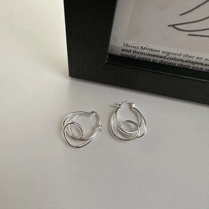 Aretes Plata De Mujer S925 Sterling Silver Fashionable Korea Earrings with Knot Design
