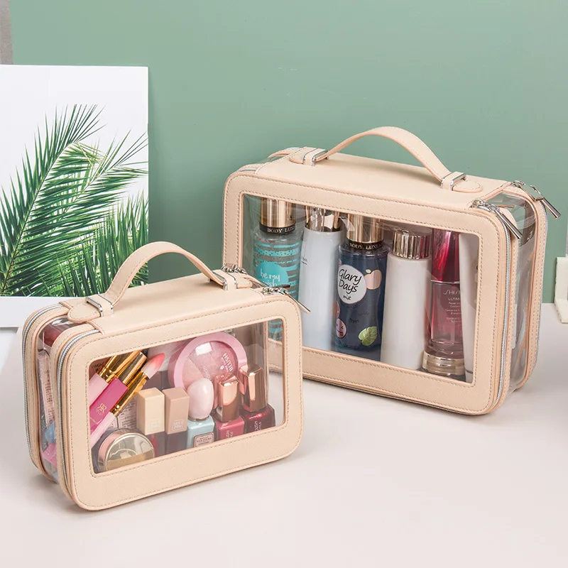 KONCAI PU Leather Custom Makeup Pouch Cosmetic Accessories Toiletry Travel Bag Make up Brush Case Vanity Box