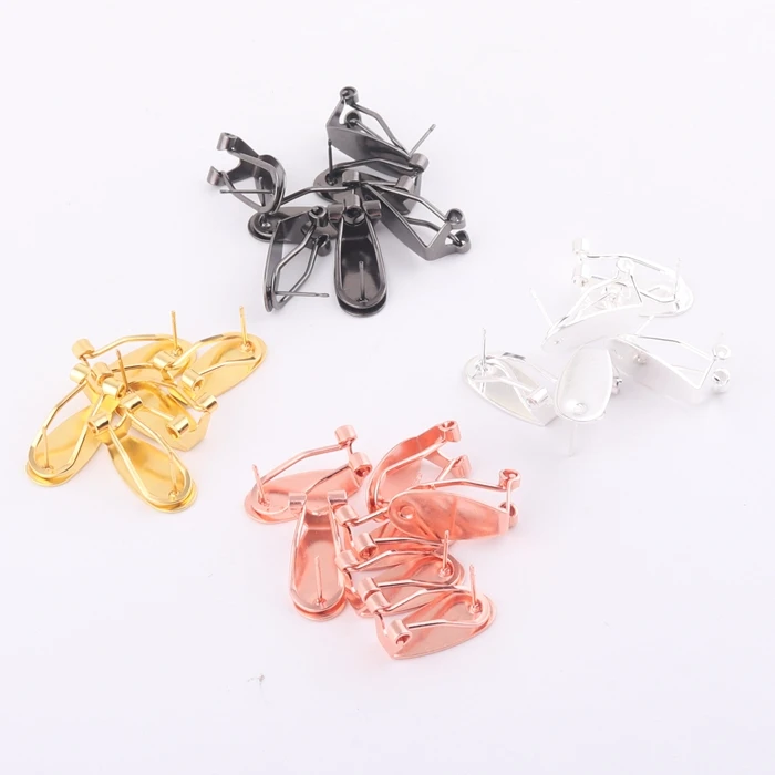 Silver color fingernail Earring clip Post With Clip On Back