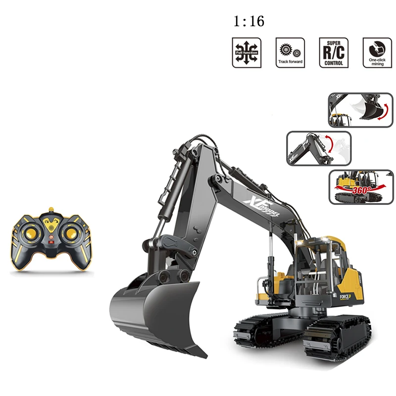 1:16 RC Car 7CH 2.4G Grab Digger Model Remote Control Excavator Construction Vehicles Rc toy With Lights