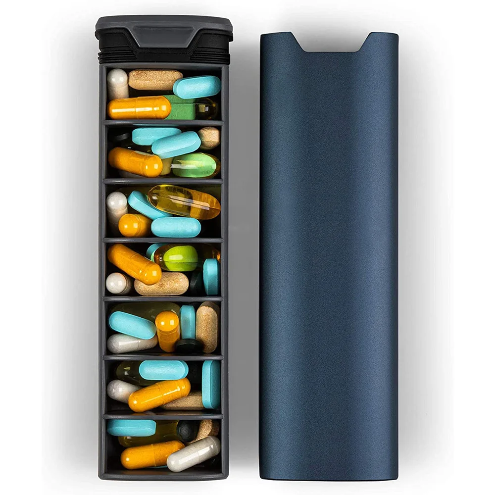 Pill storage cases aluminium food grade material pill box 7 days pill organizer
