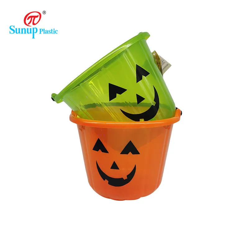 
China Factory Halloween Party Kids Plastic Transparent Pumpkin PP Plastic Bucket 