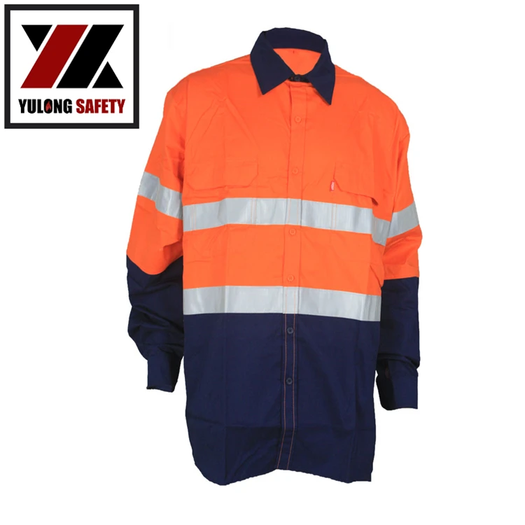 220 GSM T/C 80 Polyester 20 Cotton Hi Vis Safety Reflective Work Shirts