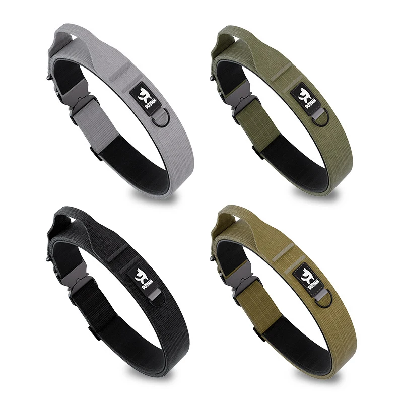 Outdoor tactical dog collar explosion-proof impact tension pet collar medium and large dog anti-break adjustable soft collar