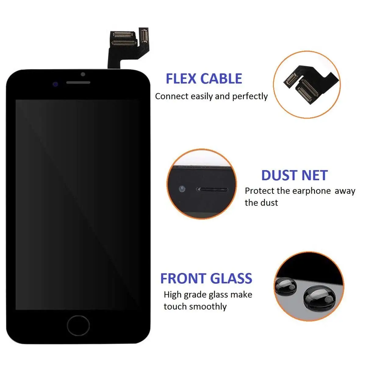 Cell Phone Assembly Flexible Lcd Screen For Iphone 6s 6 S Plus 7G 8G 7+ Screen Replacement White Black Touch Display Lcd Screen