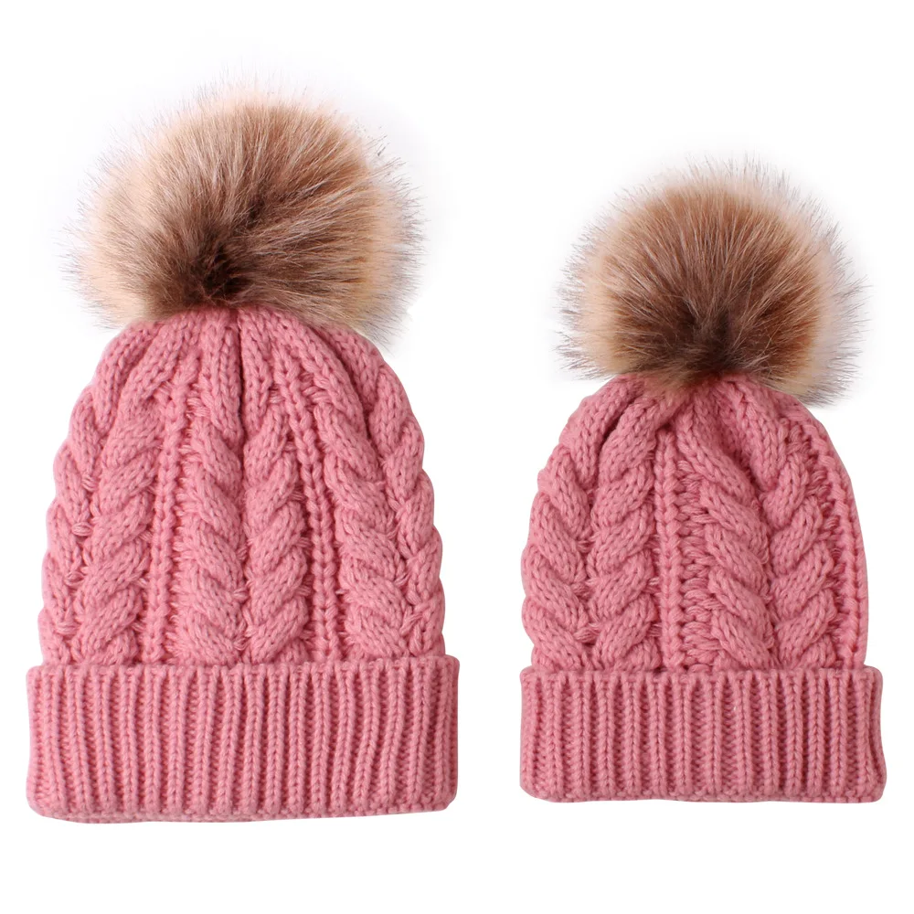 Factory Price News Twist Parent-child Lady Hat Mom Baby Keep Warm Knitted Hat
