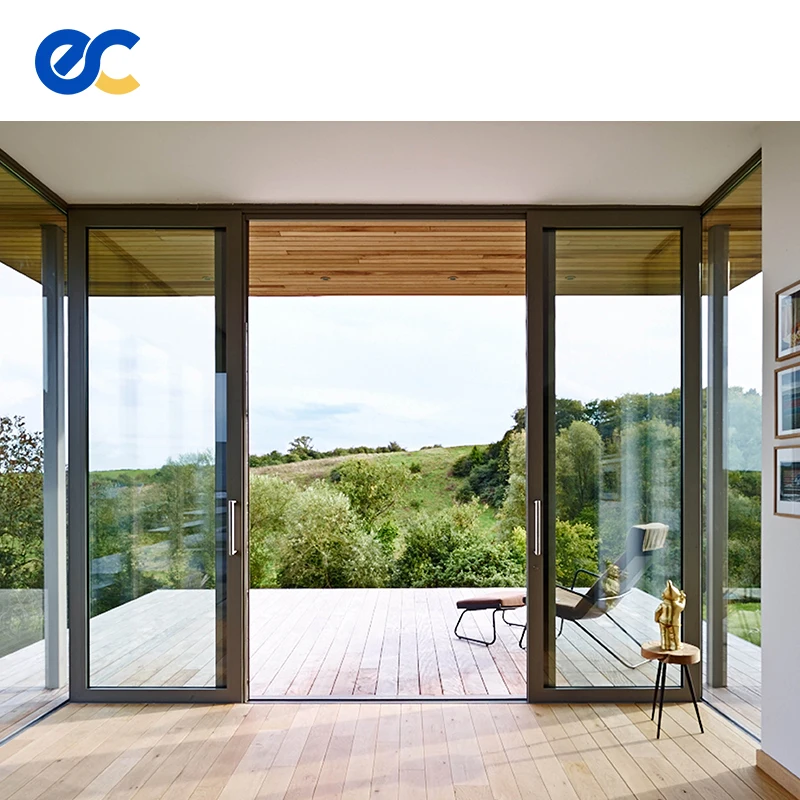 Construction Aluminium Double Glass Sliding Door exterior Sliding Glass Doors