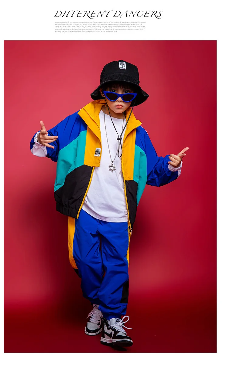 Wholesale Fashion Design Performance Wear Jazz Dance Hip Hop Zipper Jackets for Girls and Boys Teen Boys Clothing Set