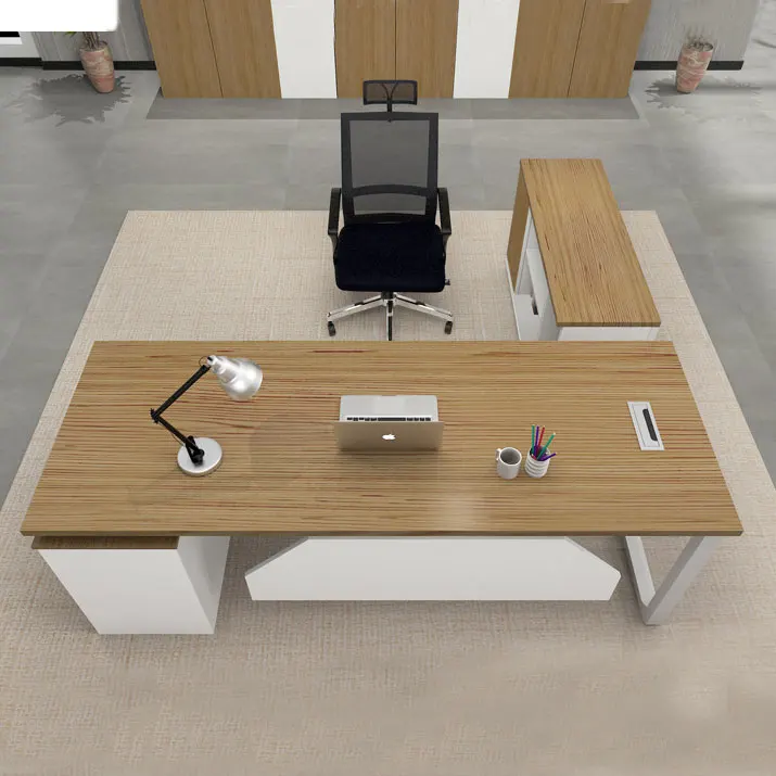 Modern Office Furniture L Shaped MFC Melamine Wooden Manager Executive Office Desk