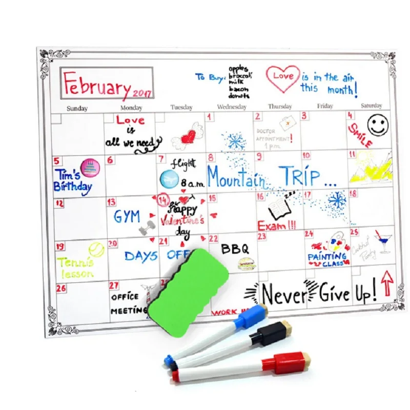 Dry Erase board 2024 Weekly Planner Organizer Reusable PVC/PET Material the Surface for  magnetic whiteboard calender