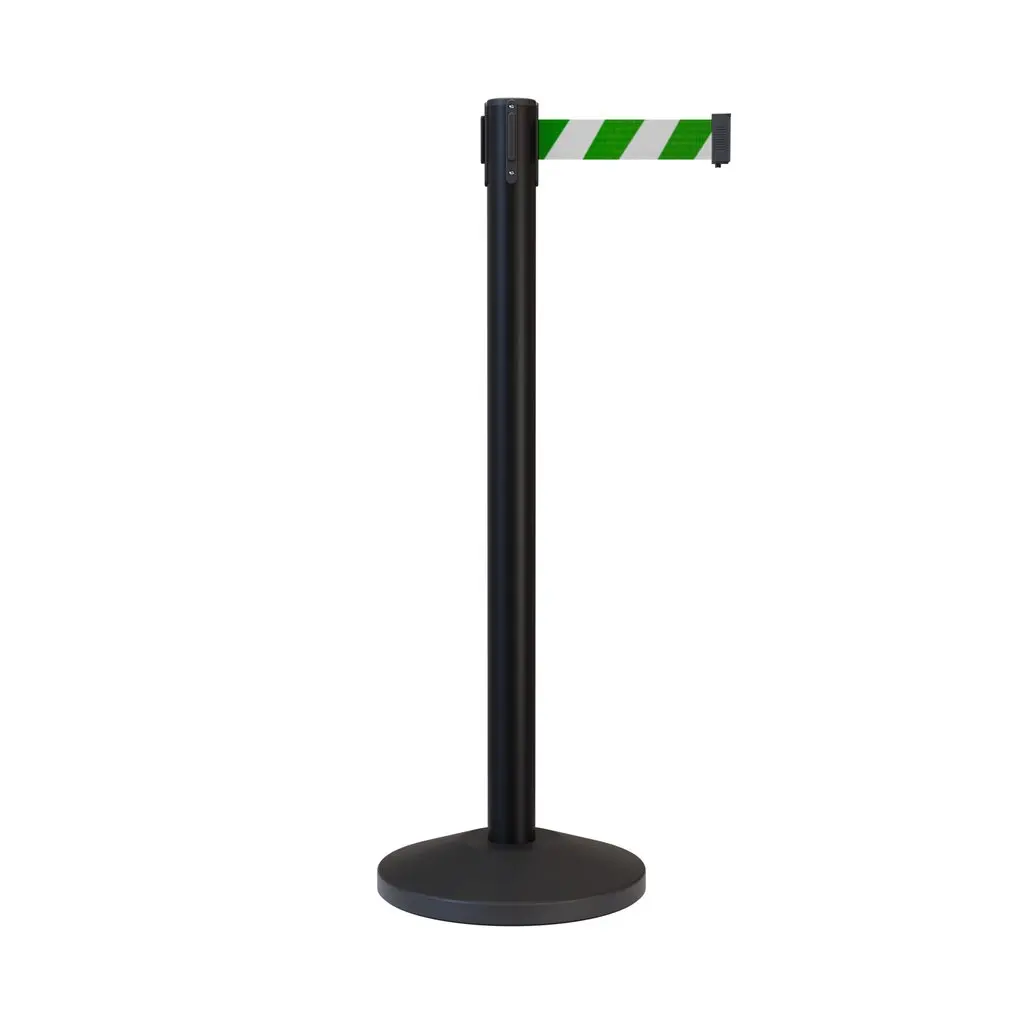 OEM Custom Logo Bank Line Divider Crowd Control Barrier Post Black Queue Stand Stanchions with Retractable Belts