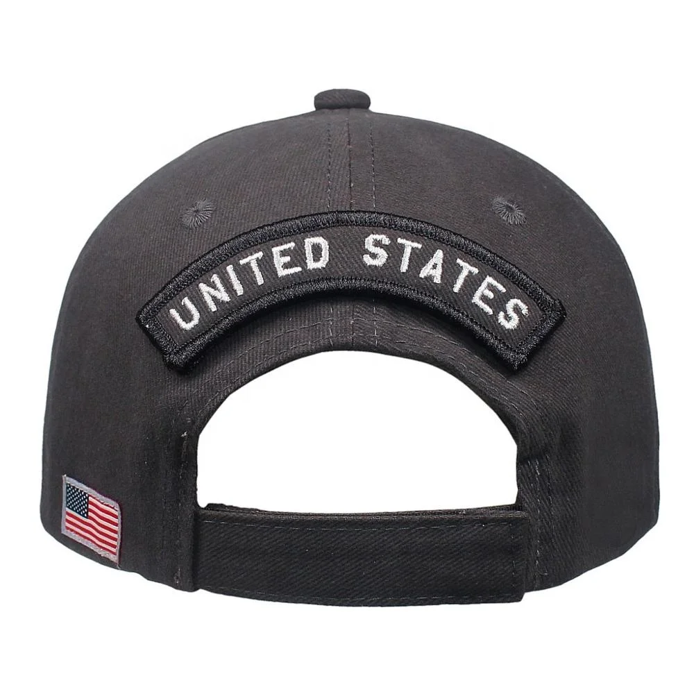 America Flag Hoop and Loop Embroidery Patch Baseball Cap Custom Logo Women Unisex Dark Grey Cotton Men Cap Hats Gorras