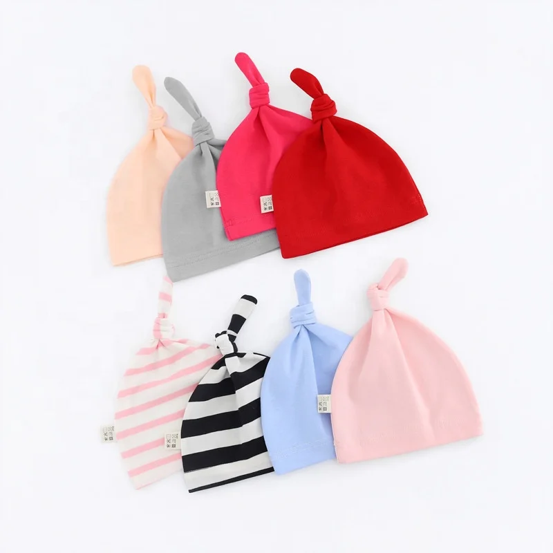 2022 Wholesale plain 95% Cotton 5% Spandex Newborn Baby Beanie New Born Baby Hat
