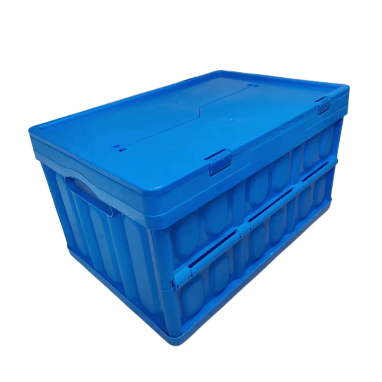 QS Factory Plastic foldable collapsible moving folding crate plastic storage box with lid