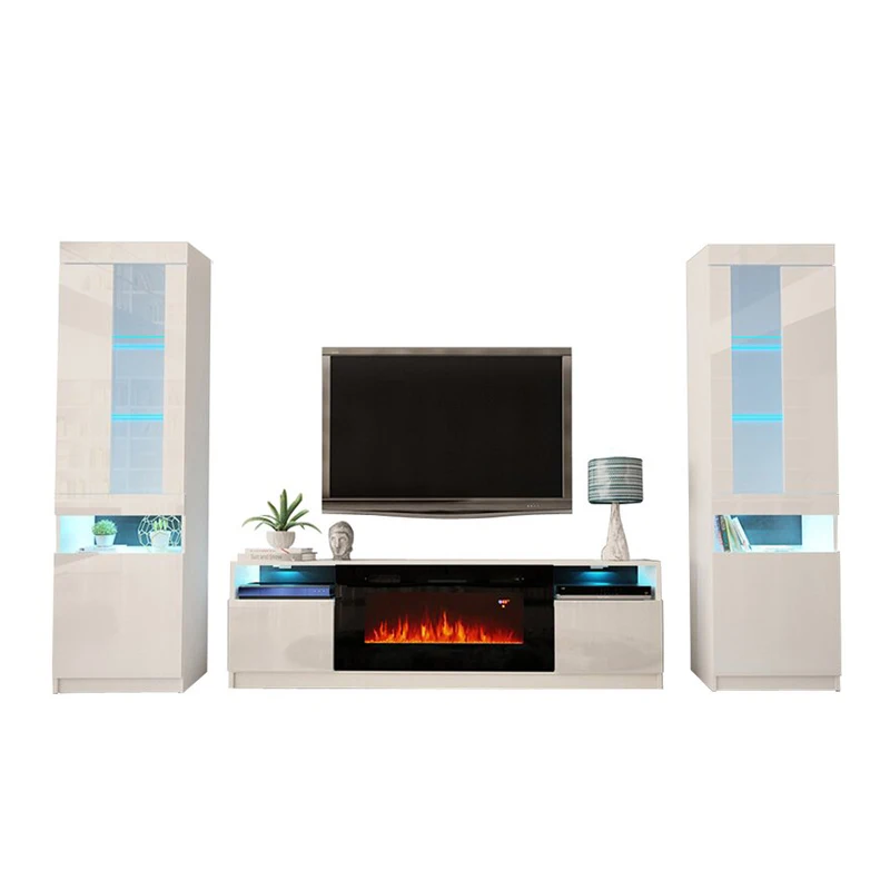 Hot Sale Modern Cheap Led Lights 85 Inch Universal Design Living Room Furniture Center Fire Place With Tv Stand
