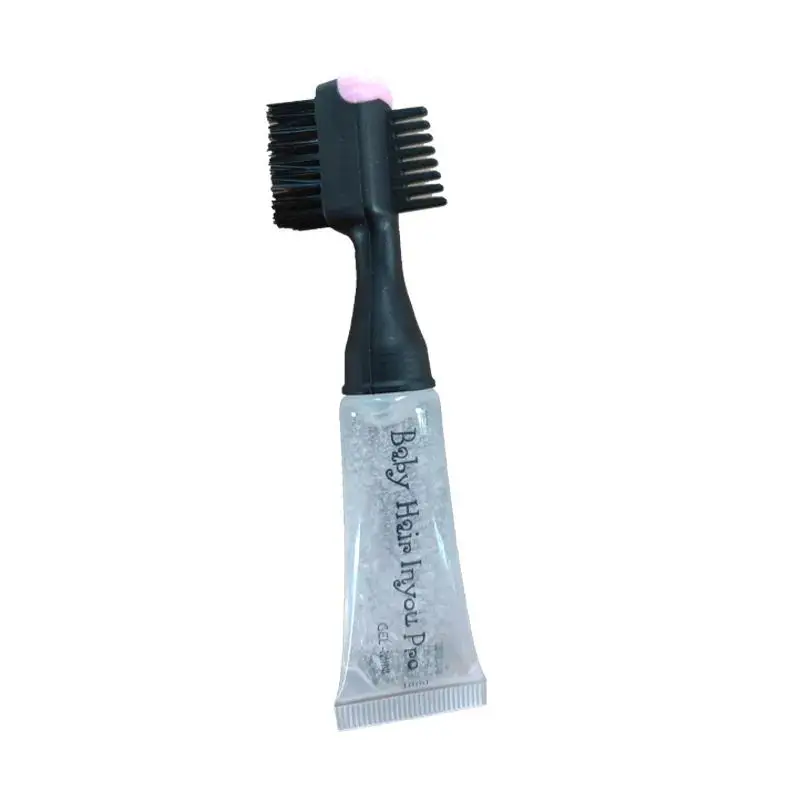 Squeeze Tube Black or Pink Color Logo Customized Quick Edge Control Gel 10ml 20 ml Hair Styling Baby Hair Gel with Brush