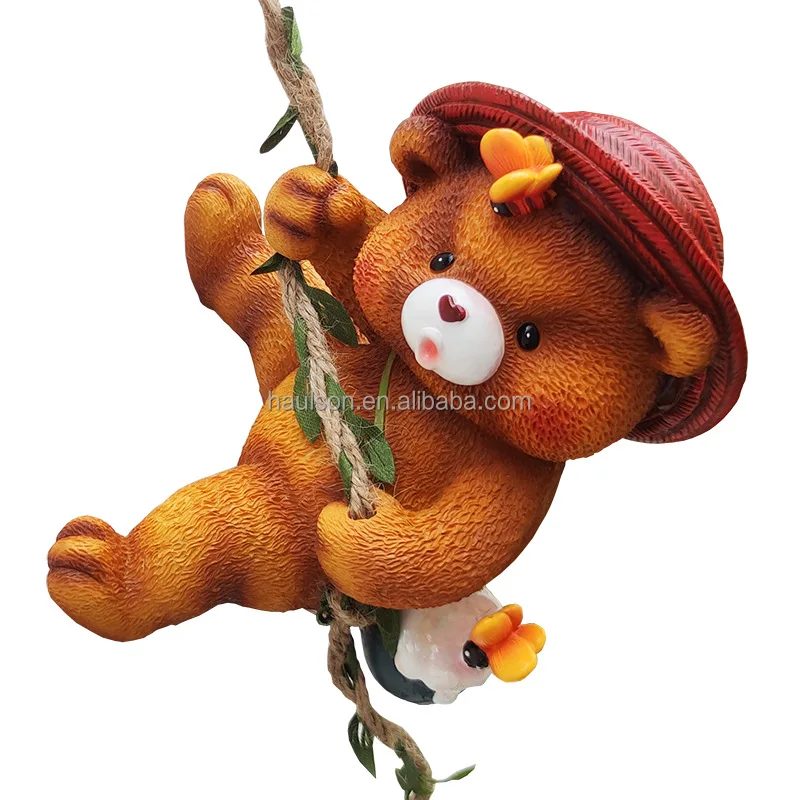 Bear Resin Statue-Outdoor Climbing Honey Pot Garden Funny Art Craft with Sculpture Model Decorative Animal Gift Climber Statue