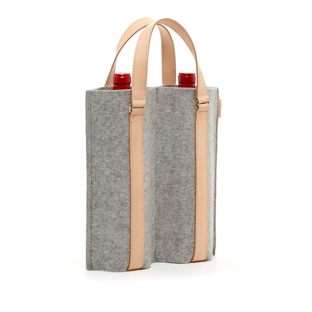 PREMIUM MATERIALS red grape pattern canvas felt bag It also can protect your wine from dust