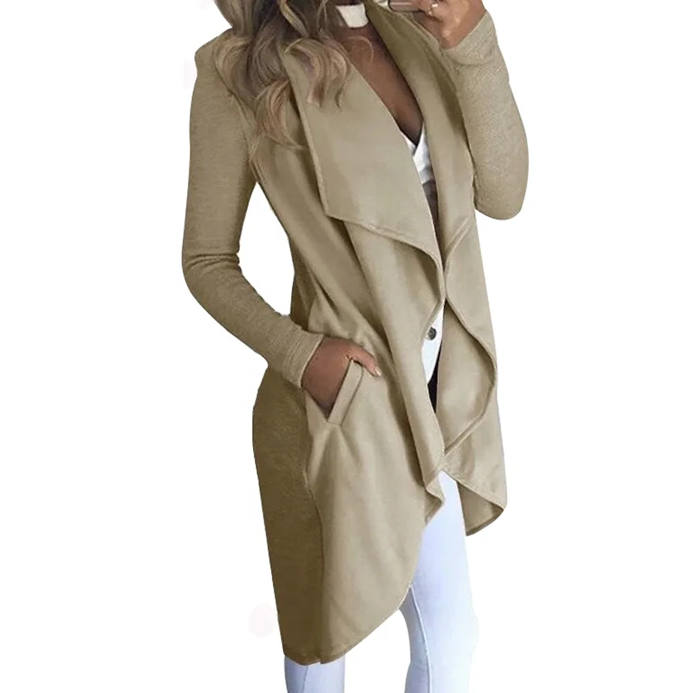 Plus Size Outwear Waterfall Sweater Cardigan Jumper Loose Coats Long Sleeve Jacket for Women