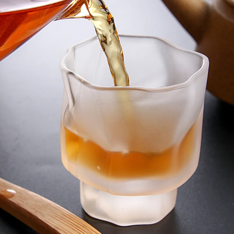 Frosted whiskey Glass Cup Beer Glass Cups Twisted Glass Irregular clear frosted Tea Liquor Cups
