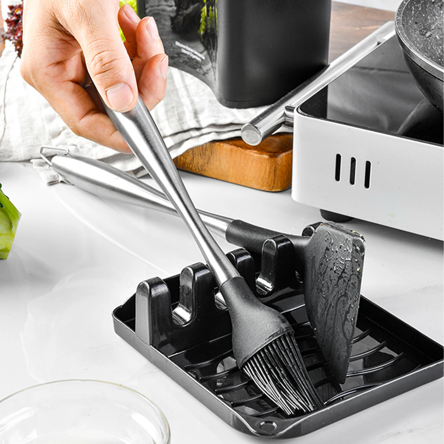 Stainless Steel 12Pcs In 1 Kitchen Gadget Set Cookware Home Silicone Kitchen Utensils Set with Metal Handles