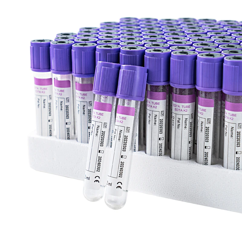 EDTA K2/K3 Disposable Vacuum Blood Collection Tube Manufacturer Type CE  Glass PET Material