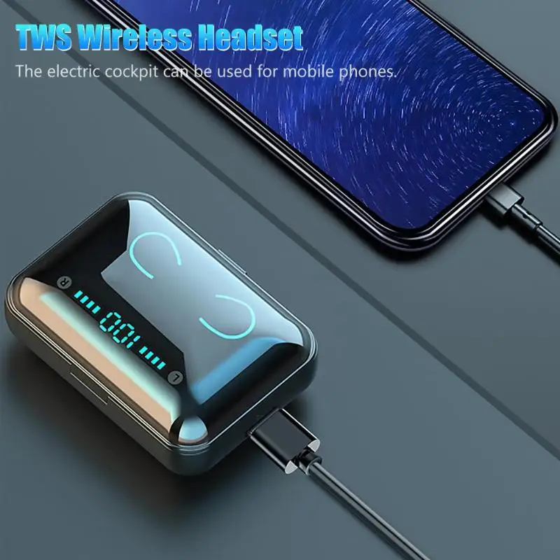 TWS беспроводные наушники BT 5 0 8D объемный звук HIFI высокочастотная технология стереогарнитура со светодиодным экраном питания