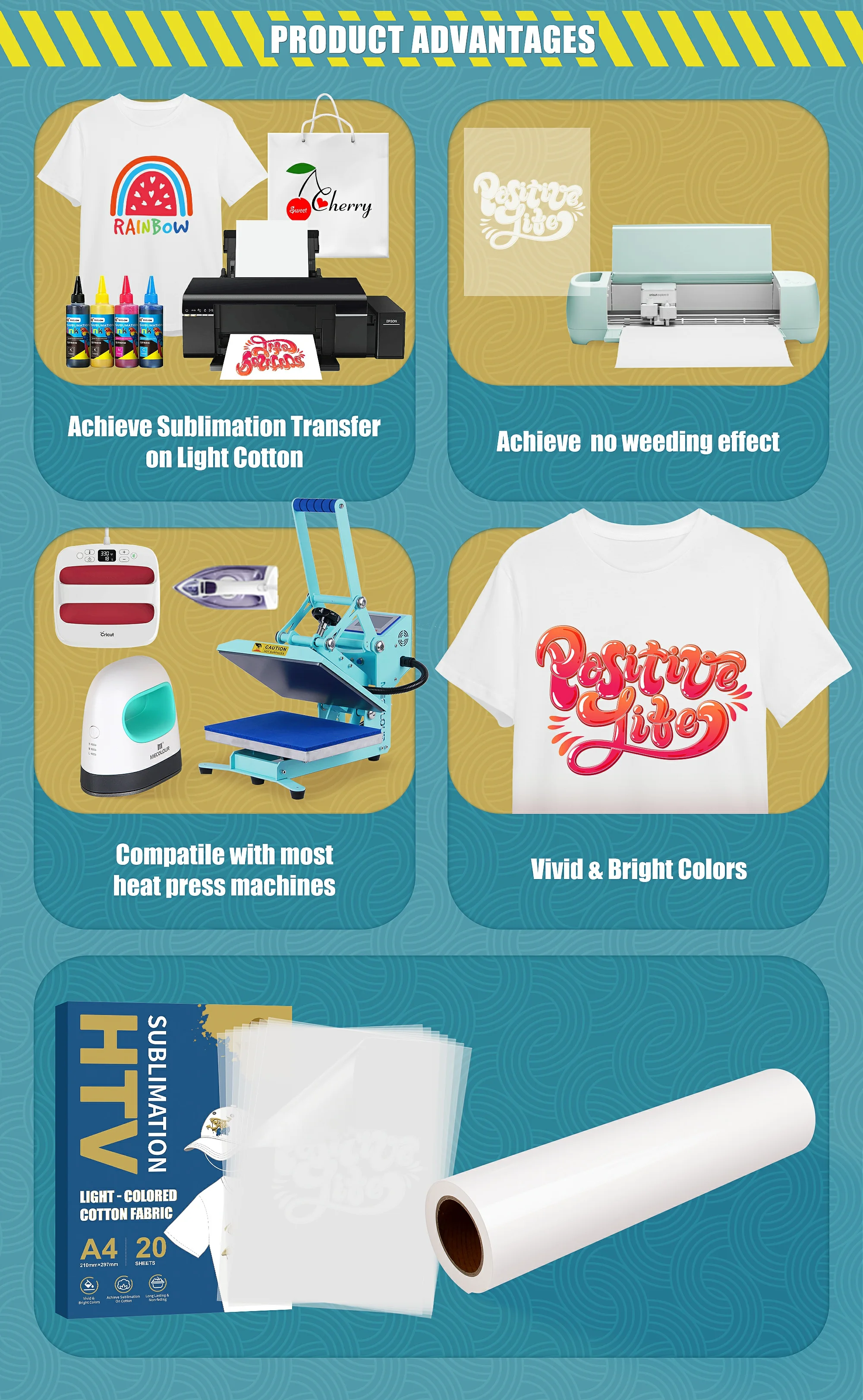 YESION Wholesale Clear Sublimation HTV for Light Color Fabric sublimable textile vinyl htv sublimation vinyl